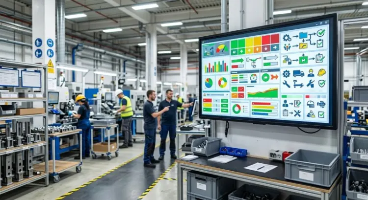 Management visuel lean en usine : tableau digital Andon et logiciel