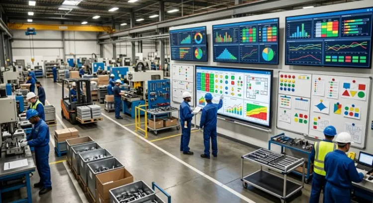 Management visuel lean en usine : tableau digital Andon et logiciel